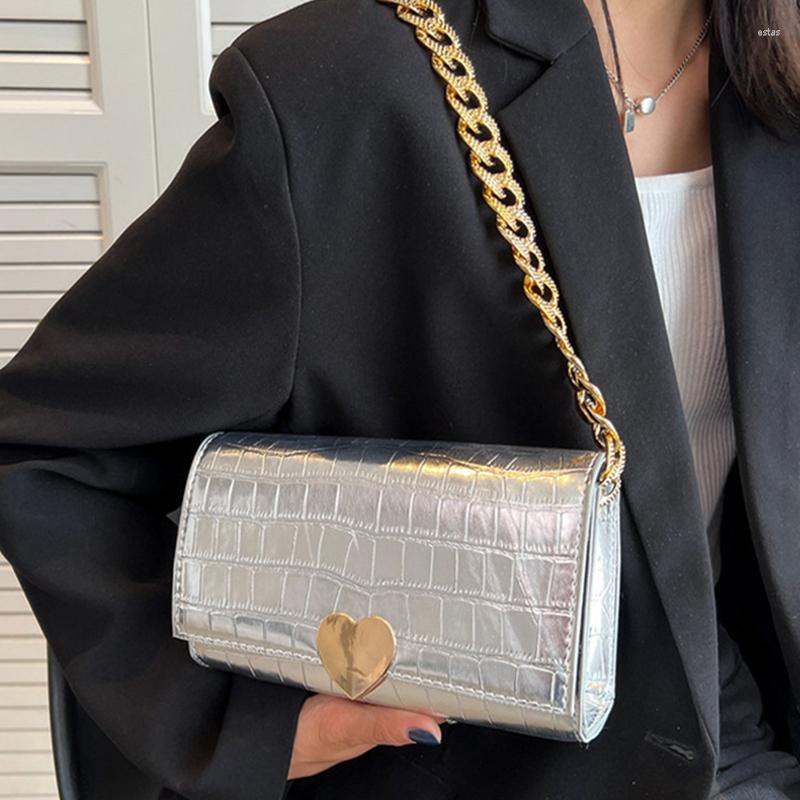 

Evening Bags Luxury Designer Handbags Brand Silver Gold Shoulder For Women Trend Female Underarm Diamond Chains Purse Small Bag, Black