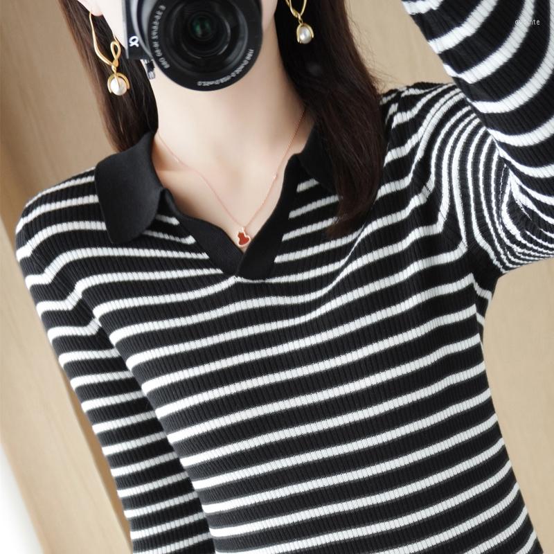 

Women' Sweaters 2022 Winter High End Stripe V-neck Fashion European And American Pullover Sweater Women' Loose Korean Top Undercoat, Green