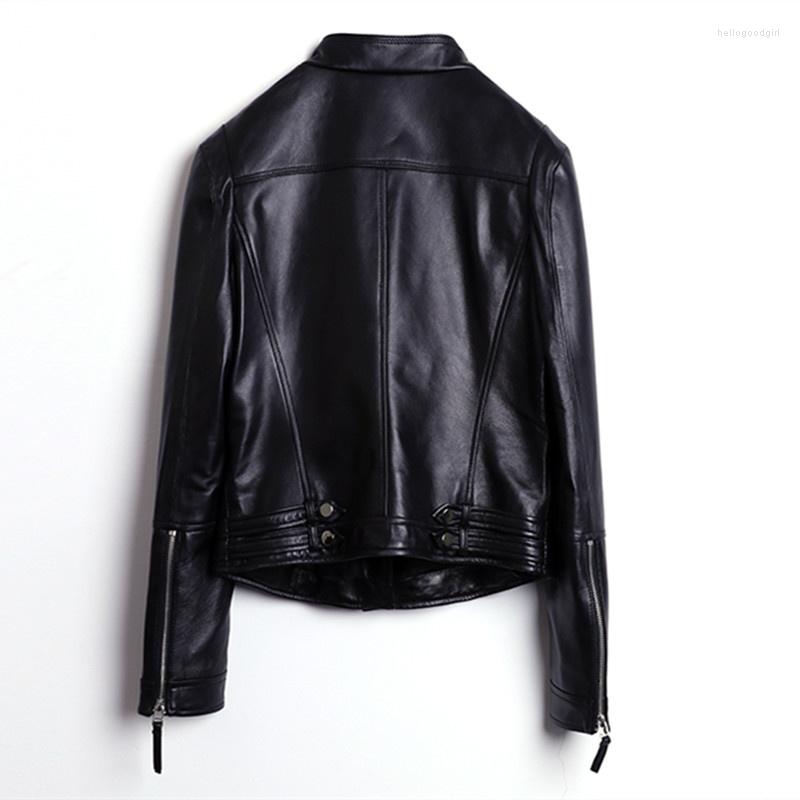 

Women's Leather Genuine Jackets Women Natural Sheepskin Coat Female Spring Autumn Short Montone Jacket Outwear Clothes LWL255552, Black