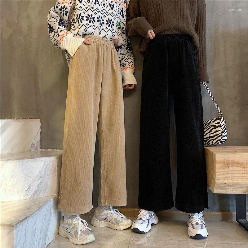 

Women' Pants Wide Leg Women' Autumn And Winter 2022 Retro Disc Buckle High Waist Slimming Corduroy Fashion Casual Trousers, Black-regular