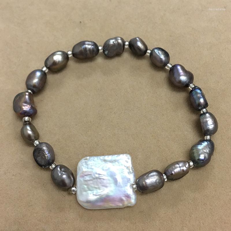 

Strand High Quality BRACELET Made Of NATURE FRESHWATER PEARL BRACELET-rectangle BAROQUE PEARL-