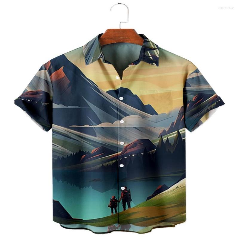 

Men's Casual Shirts 2022 Summer Men's Plaid Shirt Harajuku Short Sleeve Chest Pocket Design Fashion Print Button Oversized, 458345128-5