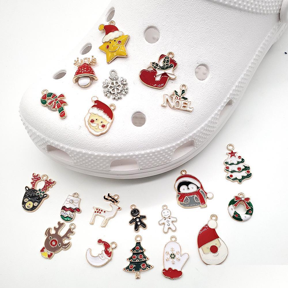 

Shoe Parts Accessories Bling Shoe Alloy Christmas Decoration Charm Jibitz Buckle For Clog Charms Clog Wristband Button Snowflake