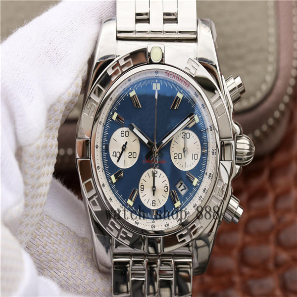 

TOP-Quality 44MM Chronomat Blackeye Blue on Bracelet - AB011011 CAL.7750 Movement Automatic Transparent mechanical Mens watch Watches