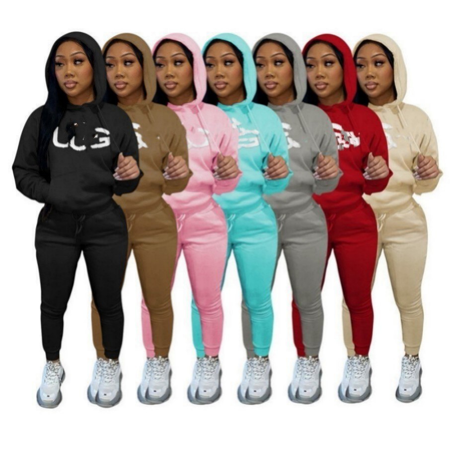 

2022 Designer Brand Jogging Suits Women Tracksuits fleece Two piece sets Long Sleeve hoodies pants Sweatsuits letter Embroidery Clothes warm Lady Outfit 8860.6, Black