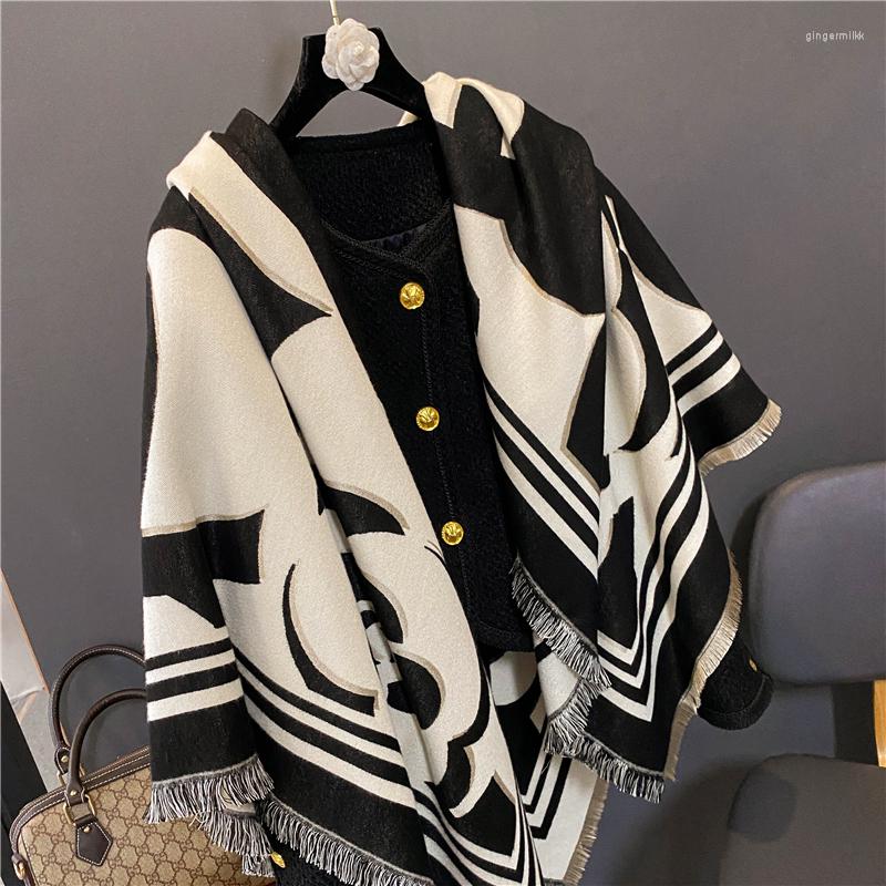 

Scarves 2022 Print Floral Cashmere Women Winter Scarf Casual Large Shawl And Wraps Thick Pashmina Square Blanket Bufadna Echarpe