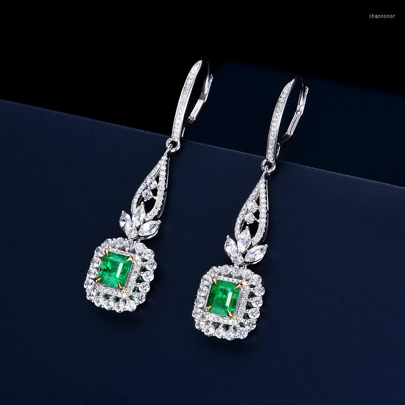 

Stud Earrings Solid 925 Sterling Silver Emerald Gemstone Fine Jewelry For Women Luxury Gift Bohemia Designer Earing Box