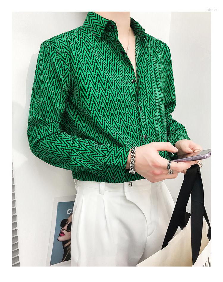 

Men's Casual Shirts Ad26 Fashion Men's 2022 Runway Luxury European Design Party Style Clothing, Green