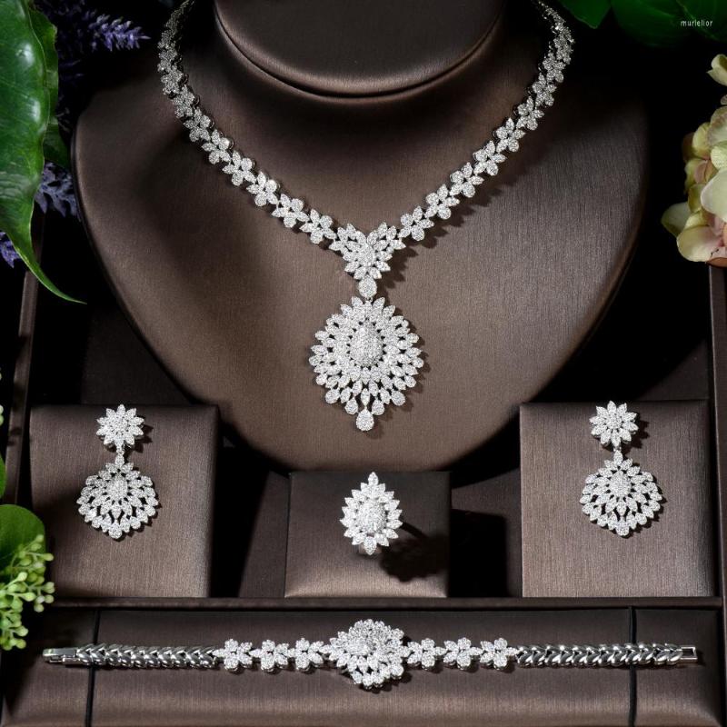 

Necklace Earrings Set Fashion 4 Pcs Vintage Elegant Cubic Zirconia Wedding Bridal Jewelry African Ethiopian Gold Color Costume Accessories, Picture shown