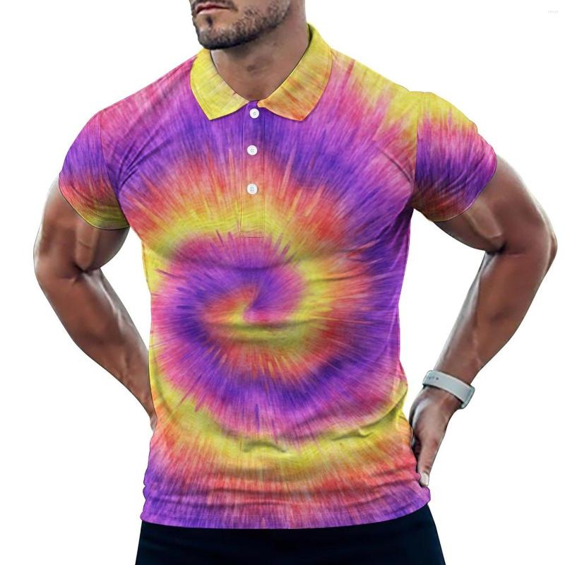 

Men' Polos Tie Dye Swirl Casual T-Shirts Retro Pink Lilac Yellow Polo Shirts Man Vintage Shirt Day Short Sleeve Custom Clothes 4XL 5XL 6XL, Style-6