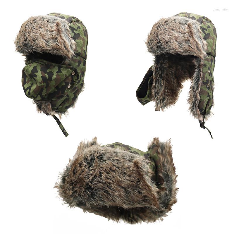 

Bandanas Wholesale Winter Bomber Hat Women Men Russia Trooper Hats Male Thermal Faux Fur Earflap Snow Caps