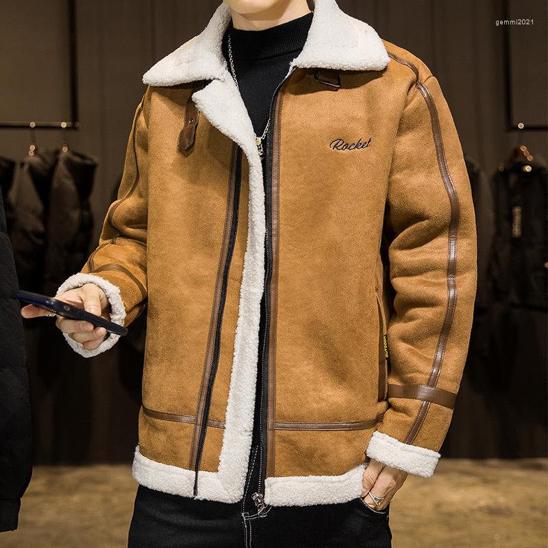 

Men's Jackets Winter Men Berber Fleece Coat Thickened Cotton Jacket Veste Americaine Baseball Loose Zipper Bomber Casual Homme Clothes, Black