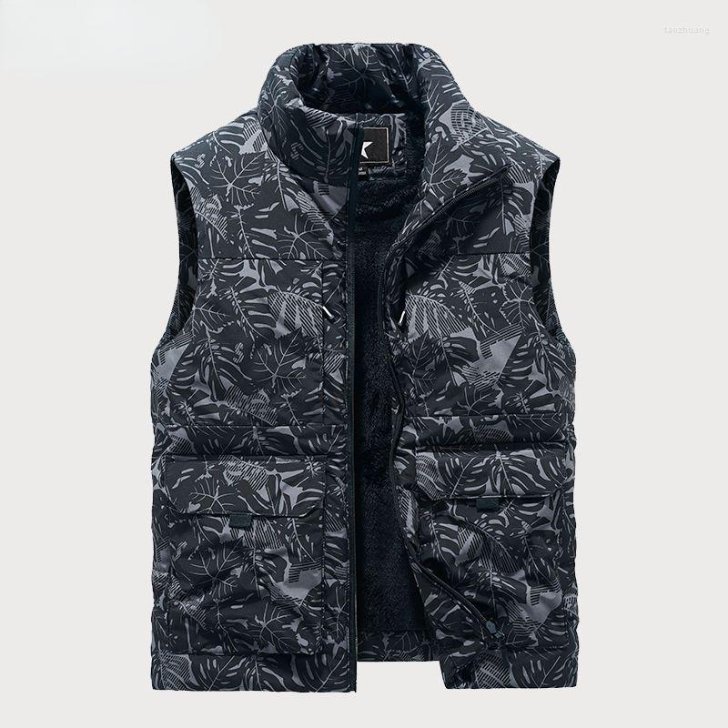 

Men's Vests 2023 Winter Men's Fashion Stand Collar Warm Vest Coat Male Loose Windproof Waistcoat Men Print Cotton-padded Jackets V105, Micai