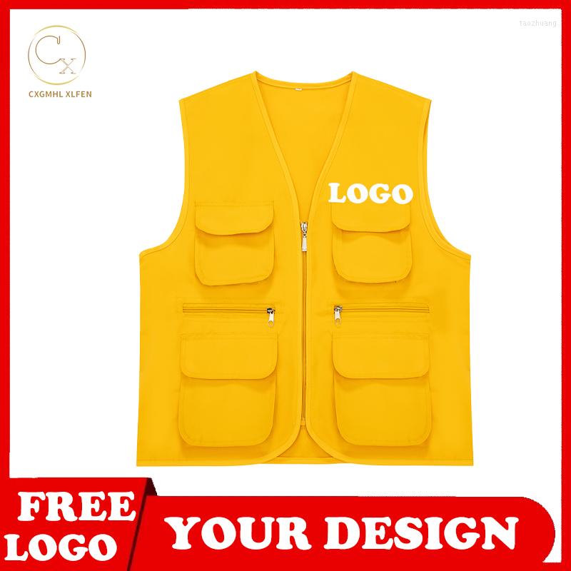 

Men's Vests Work And Leisure All-match Summer Unisex Vest Multi-pocket High-end Custom Logo Printed Brand Text, Blue