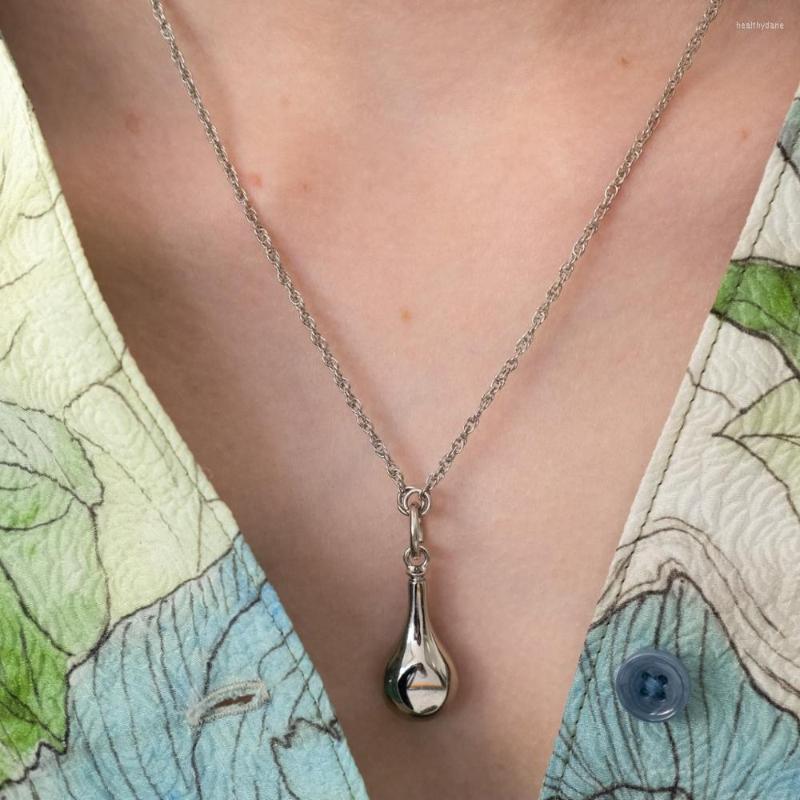 

Chains Simple Elegant Water Drop Perfume Bottle Pendant Necklace Women And Men Ins Copper Material Silver Color