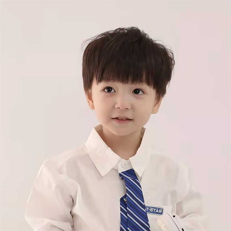 

Hair Lace Wigs Children's Boy Baby Po Short Hair Straight Black Wig Head Set