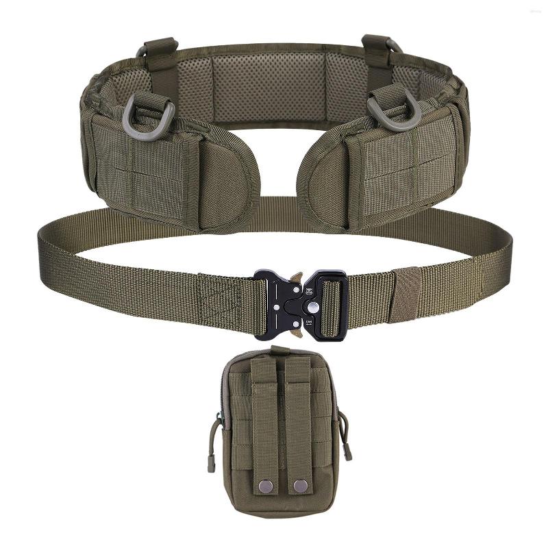 

Waist Support Adjustable Outdoor Belt For Adult Equipment Set Titanium Alloy Thicken Nylon Suit Pack Buckle Men, Army green