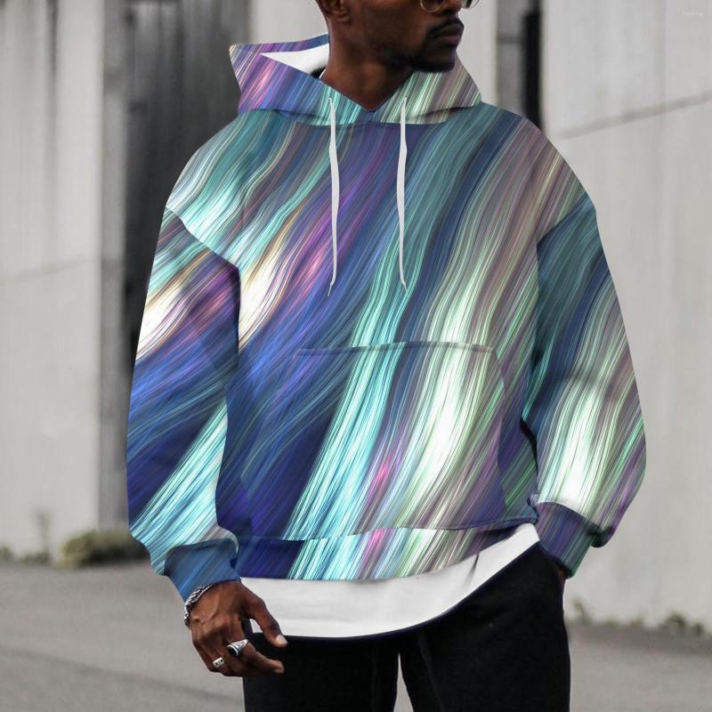 

Men' Hoodies Male Casual Gradient Print Drawstring Long Sleeve Pocket Hooded Blouse, Red