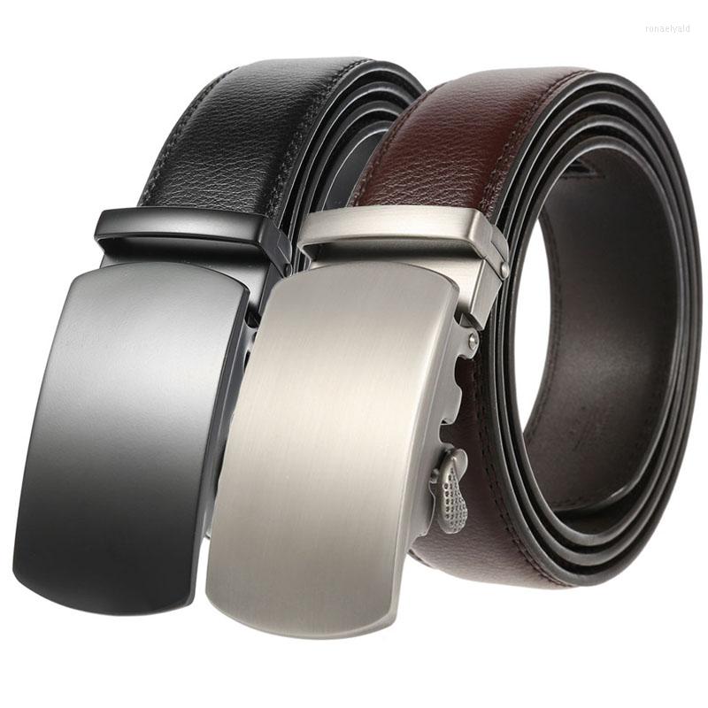 

Belts Design Style Mens Black Brown Leather Male Ratchet Strap Automatic Buckle Men Business Belt Birthday Christmas Gift