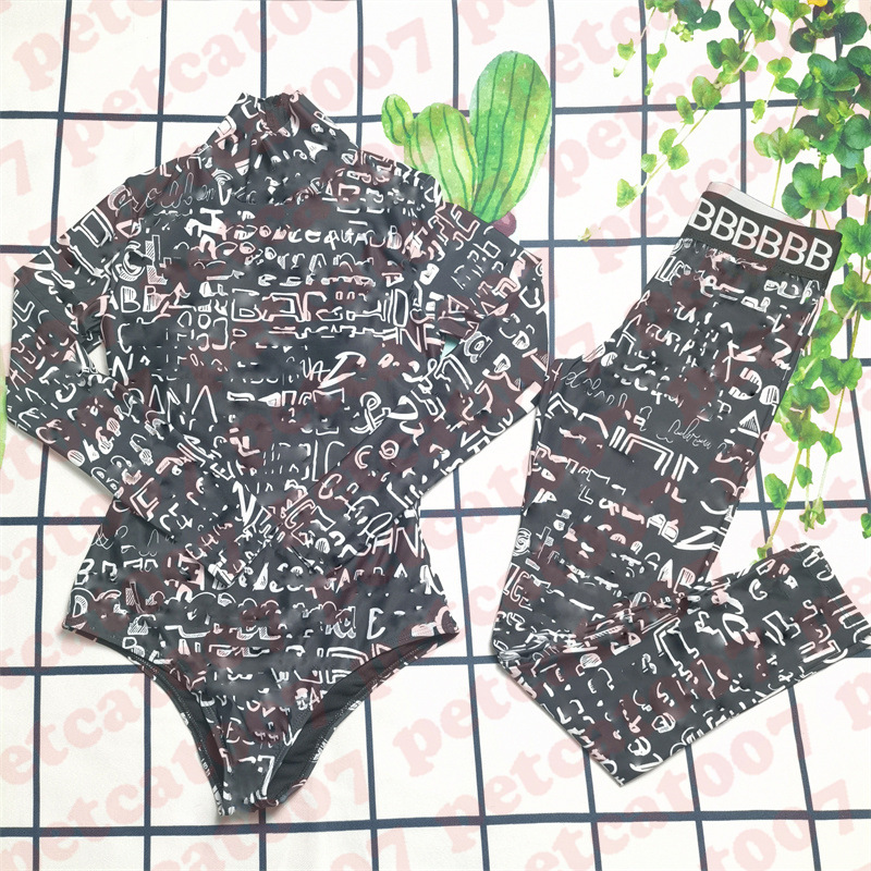 

Designer One Piece Swimsuit Pants Two Piece Letter Printed Womens Swimwear Stretch Swim Pant Sport Trousers