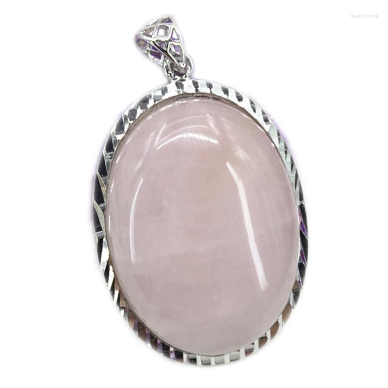 

Pendant Necklaces 33 44mm Charms For Women Natural Pink Stone Jades Chalcedony Pendants Oval Shape Diy Necklace Accessories Findings B3069