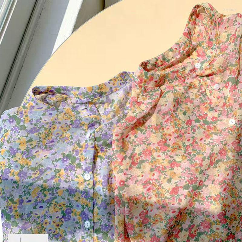 

Women' Blouses Chiffon Shirts For Women 2022 Ladies Tops Button Up Shirt Female Long Sleeve Printed Sweet Blouse Blusas Vintage Top 1031, Orange