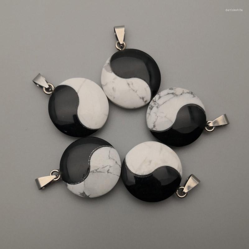 

Pendant Necklaces Wholesale High Quality 6pcs Natural Stone Pendants Fashion Tai Ji Chi Yin Yang Charm Jewelry Accessories