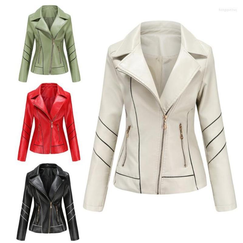 

Women' Leather 2022 Jacket Women Thin PU Short Coats Spring And Autumn Zipper Motorcycle Clothes Style Casaco Feminino Jaqueta