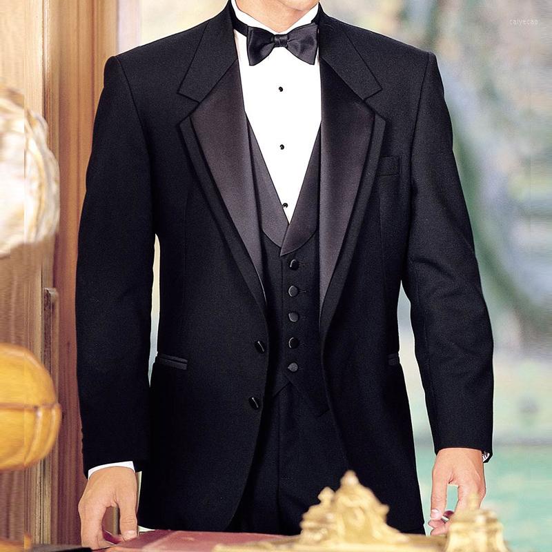 

Men's Suits Black Groom Tuxedos For Wedding 3 Piece Smoking Formal Man Slim Fit Male Fashion Jacket With Pants Vest 2022