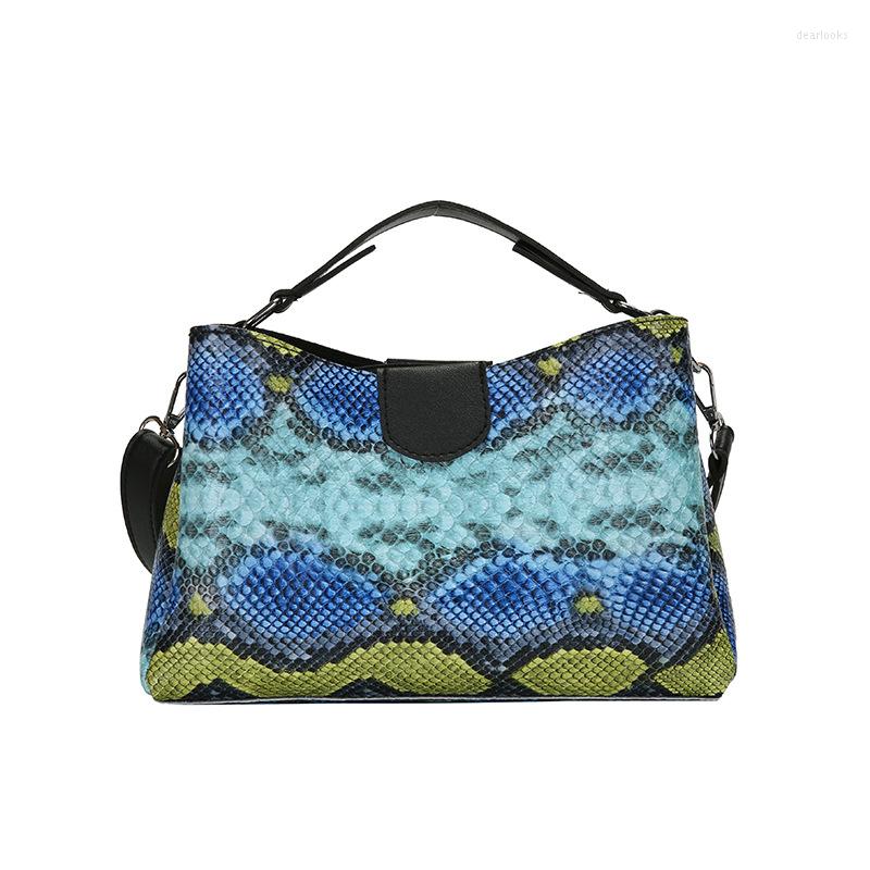 

Evening Bags 2022 Fashion Serpentine Women Handbags High Quality Ladies Shoulder Leather Female Girl Crossbody Bag, Black