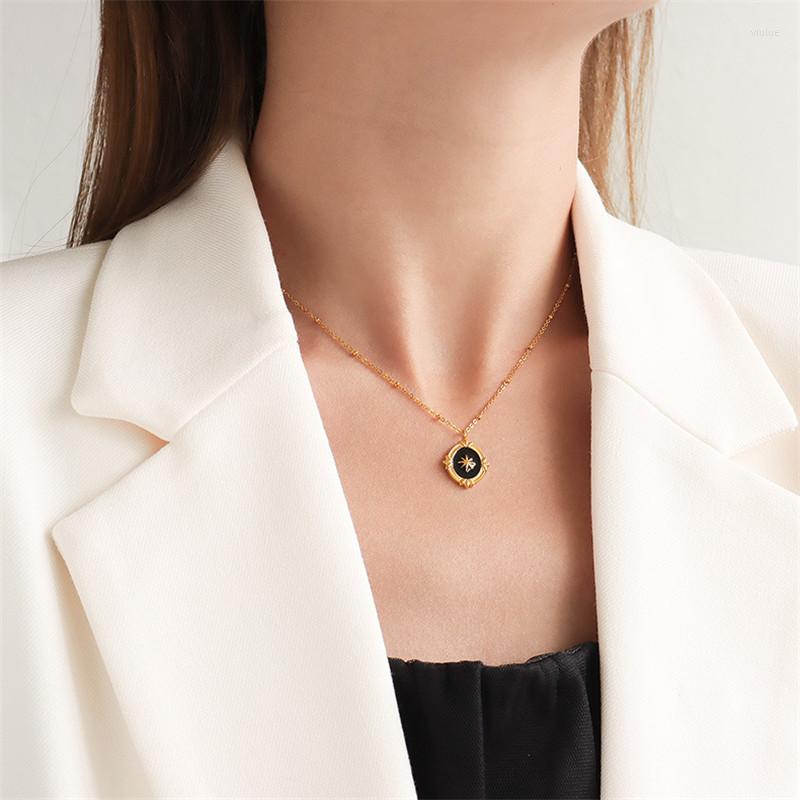 

Pendant Necklaces Arrival Euro-American Gold Silver Color Anise Star Enamel Necklace Woman Stainless Steel Accessory Not Change
