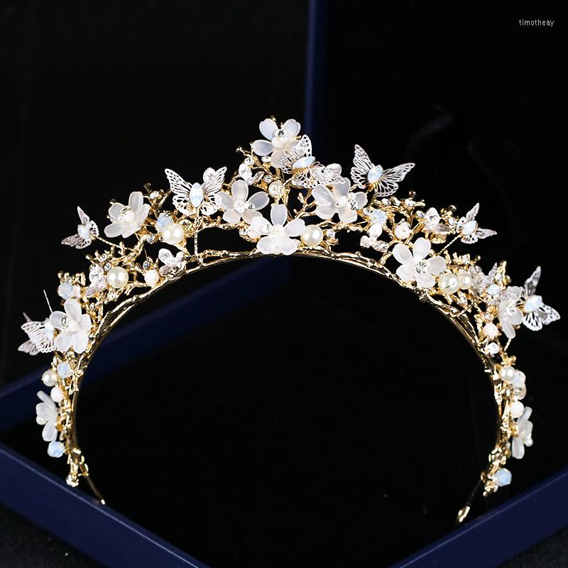 

Hair Clips Est Baroque Crown Hairband Butterfly Flower Tiaras Bride Accessories Flowers Pearl Headdress Wedding Headbands