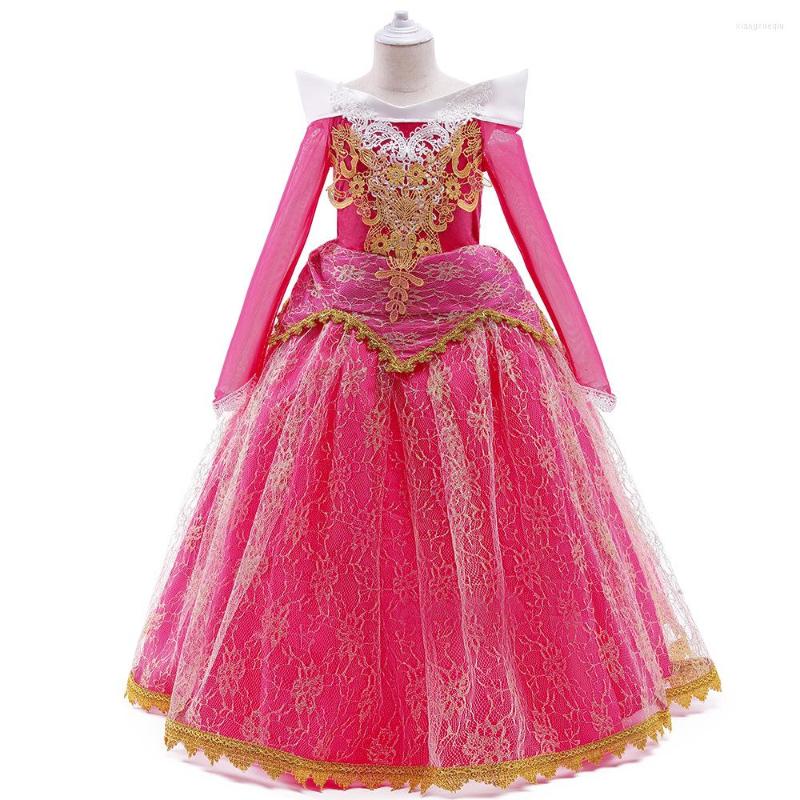 

Girl Dresses Teenage Princess Ball Gown Lace Long Sleeves Dress Kids Flower For Girls Children Prom Party Wear, Picture shown