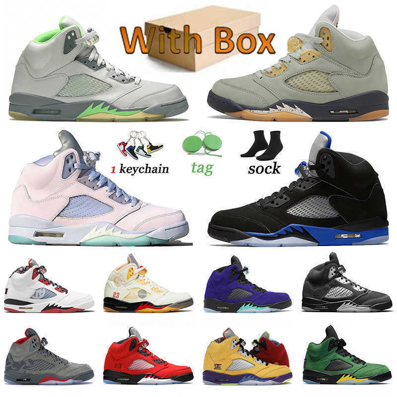 

Classic Jumpman 5 Mens Sports Basketball Shoes Racer Blue Anthracite Camo Easter Raging Blue Bird Green Bean Jade Horizon Fire Red Men, 40-47
