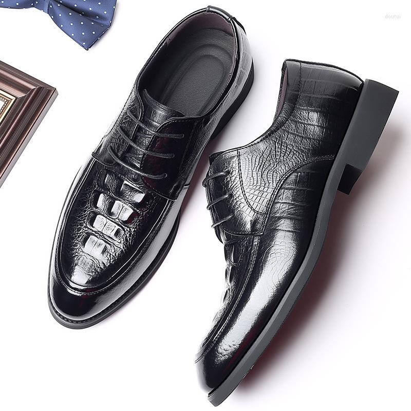 

Dress Shoes 2022 First Layer Cowhide Men's Leather Pointed Toe Derby Inner Increase Brand Business, Black