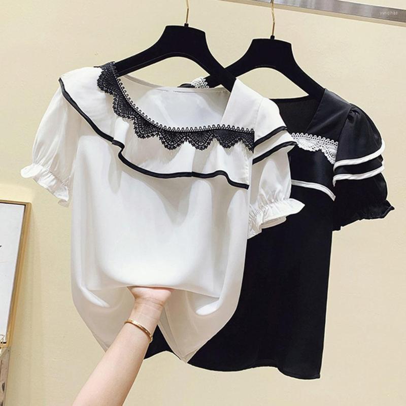 

Women's T Shirts Tee Shirt Femme Women Short Sleeve Summer Tops Woman Clothes Lace Fashion T-Shirt Camisetas Mujer 2022 4XL, Black