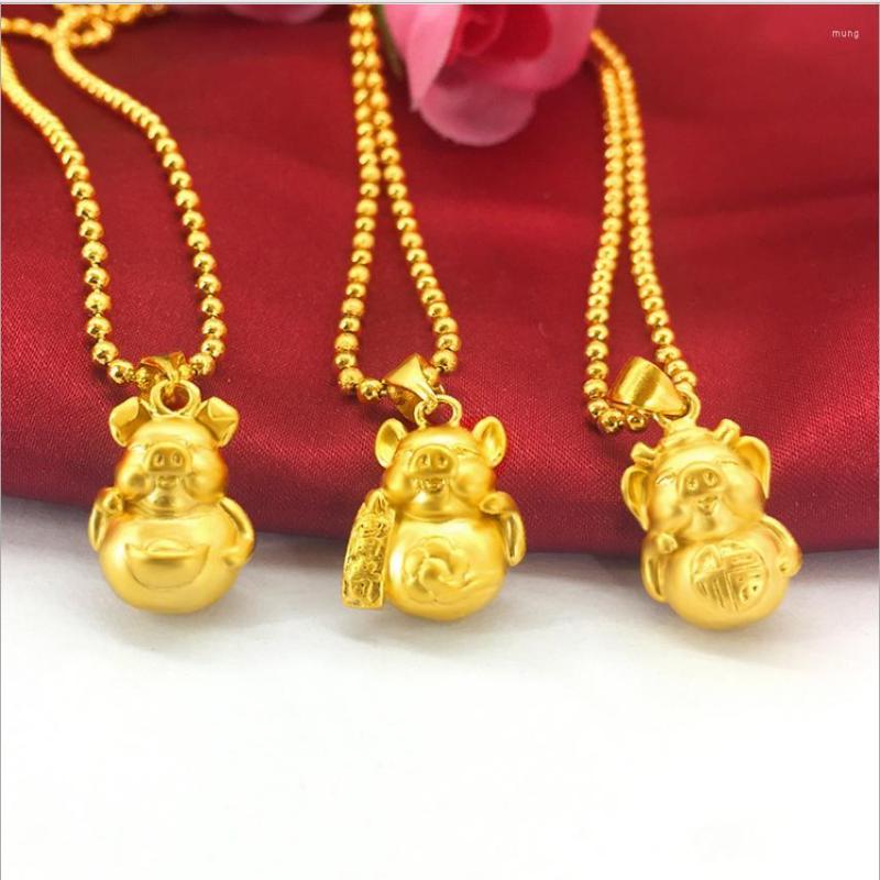 

Pendant Necklaces Hi 3pcs DIY Japan And South Korea Gold Pig 24K Necklace For Party Jewelry With Chain Choker Birthday Gift Boy Girl