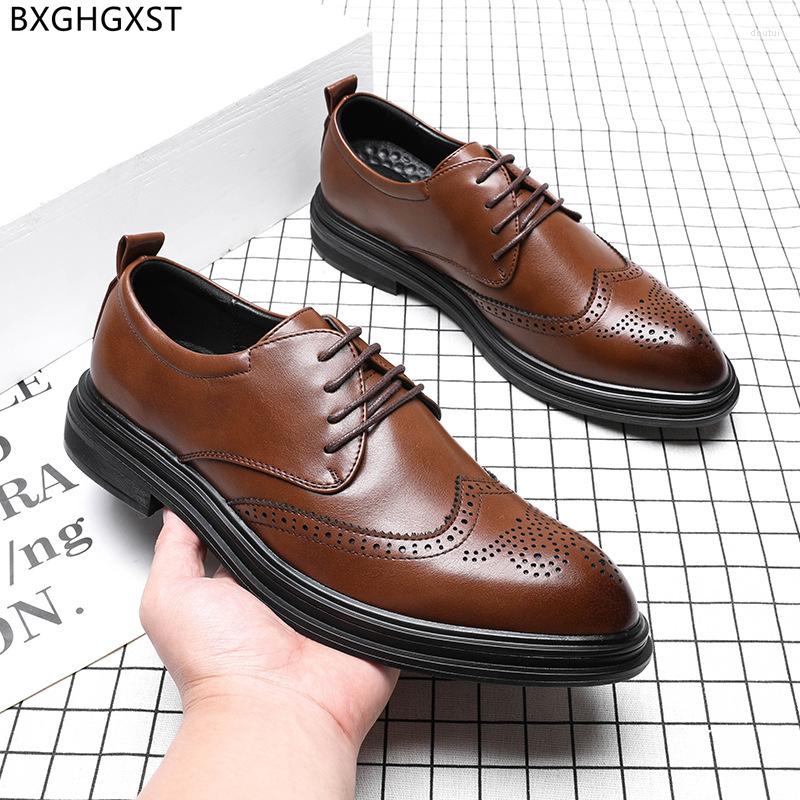 

Dress Shoes Brown Brogue Men Leather Suit For 2022 Black Oxford Formal Zapatos Hombre Chaussure