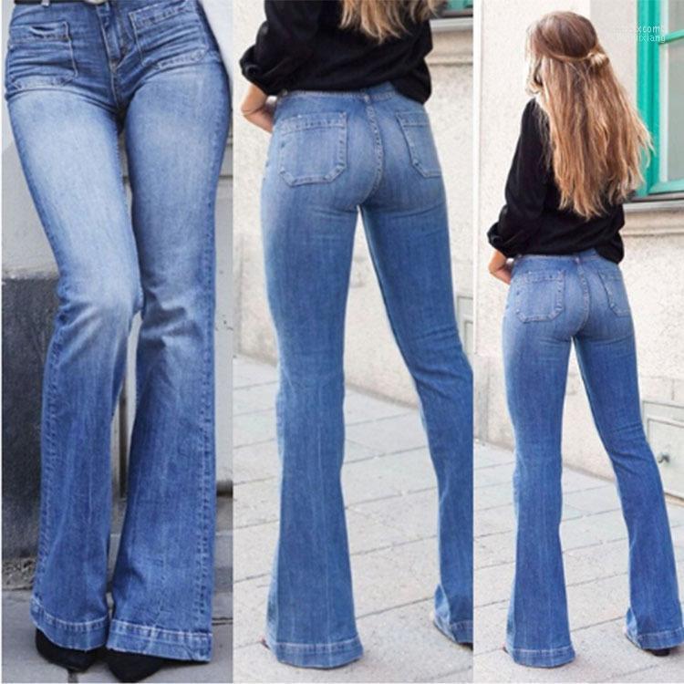 

Women' Jeans Women' Pants Fashion Trends Casual Streetwear Elegant Solid High Waist Slim Denim Full Flare, Black