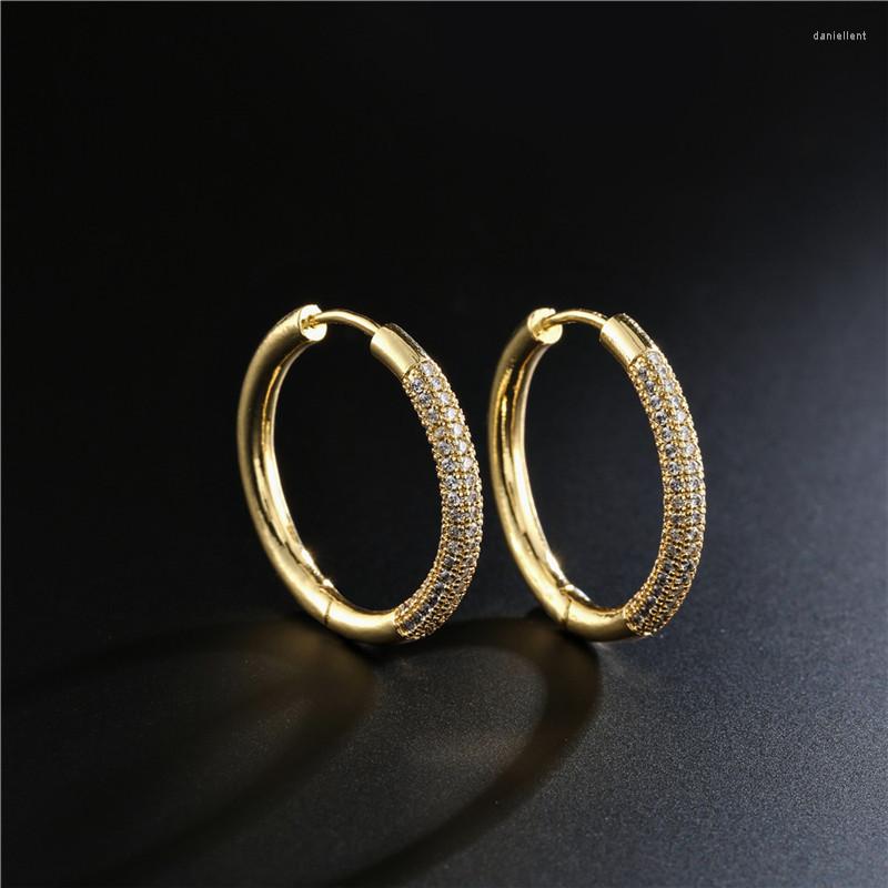 

Hoop Earrings 2022 Luxury CZ Female Wedding Gold Color Round Earring For Women Femme Brinco Wholesale