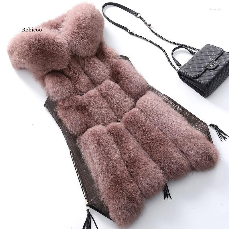 

Women' Fur 2022 Autumn And Winter Women Fashion Faux Coats Casual Slim Sleeveless Thicken Vests Female Long Waistcoat B20, Blue