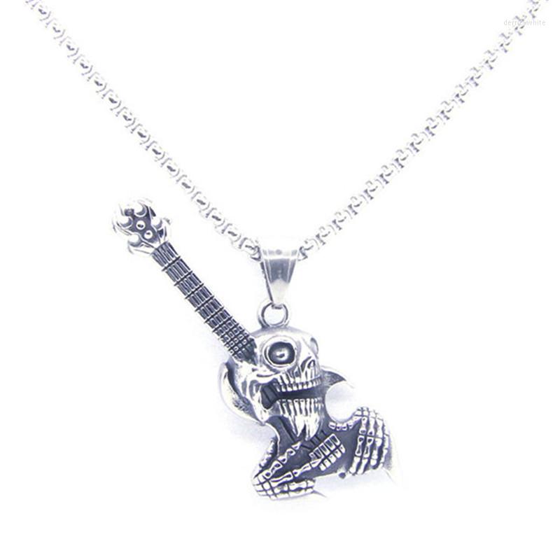 

Pendant Necklaces Rany&Roy Est Skull Guitar 316L Stainless Steel Jewelry Biker Style Fashion Music