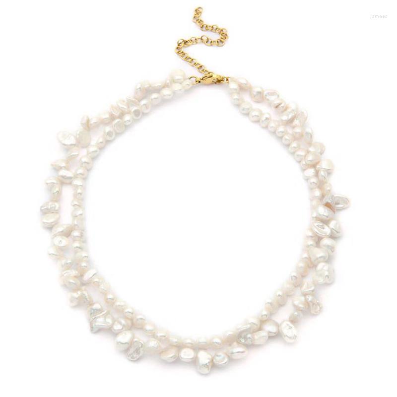 

Choker DM Fashion Jewelry Baroque Pearl Necklace Exquisite Double Natural Freshwater Bisuteria Mujer 2022 Handmad Gifts For Women