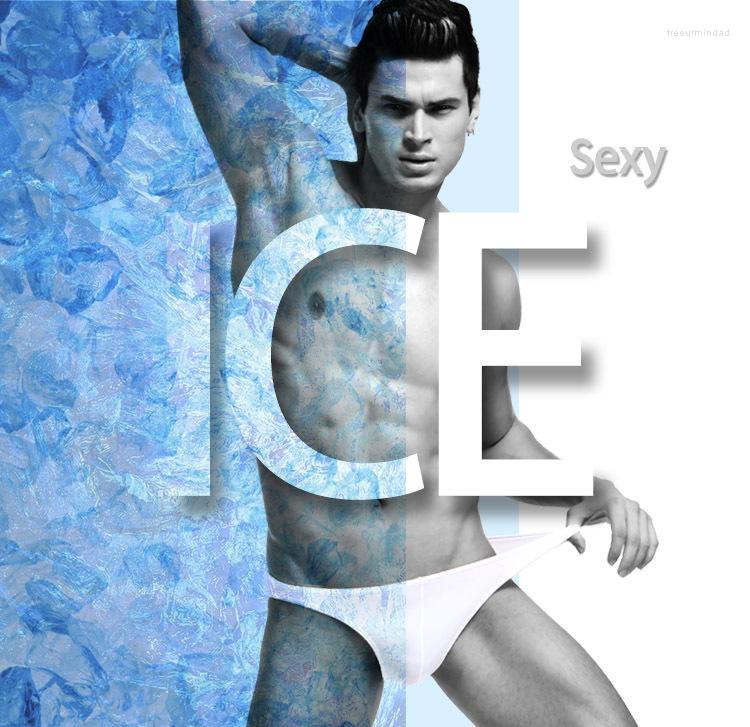 

Underpants AOELEMENT Summer Men's Ice Silk Seamless Underwear Thin Section Sports Sexy Low Waist U-convex Tight-fitting Narrow Side, Blue