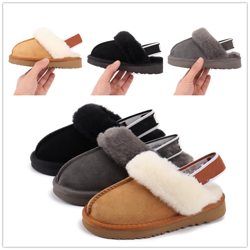 

kids shoes Fluff Slide vionic sandals baby Australia Yeah Funkette Slippers boys girls Sheepskin Suede children Platform Shearling Fur Lined Slide Sandal Slip, Brown
