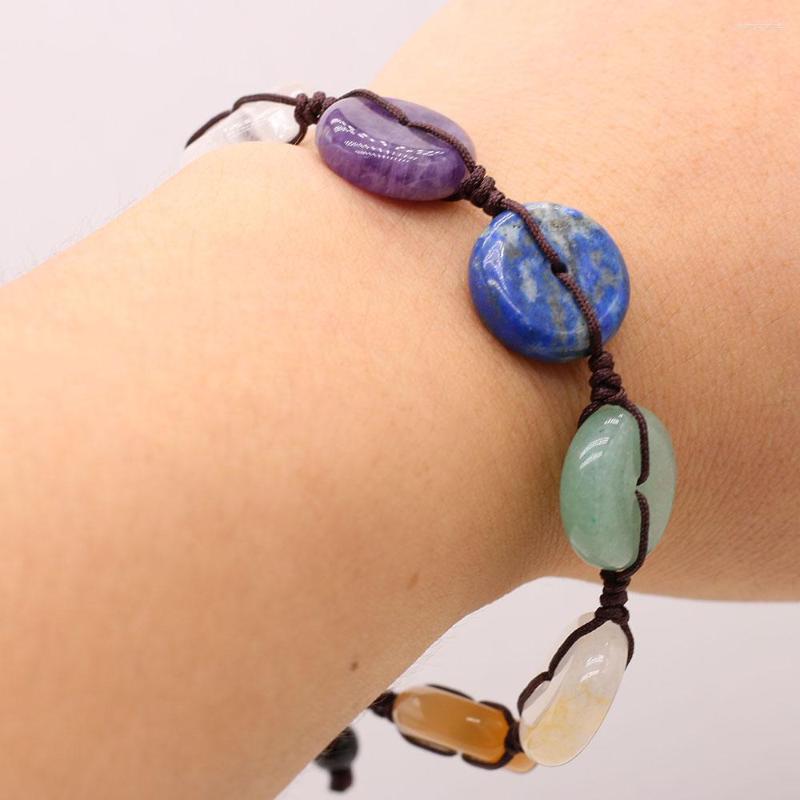 

Bangle Natural Stone Bead Bracelets Adjustable Seven Chakras Bracelet Charms For Women Jewerly Accessories Gift 16x16mm