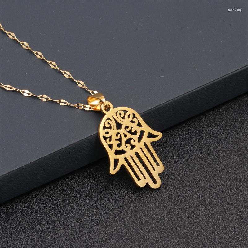 

Pendant Necklaces High Quality Fashion Palm Smile Shape Design Necklace For Women Men Simple All-match Stainless Steel Jewelry Wholesale