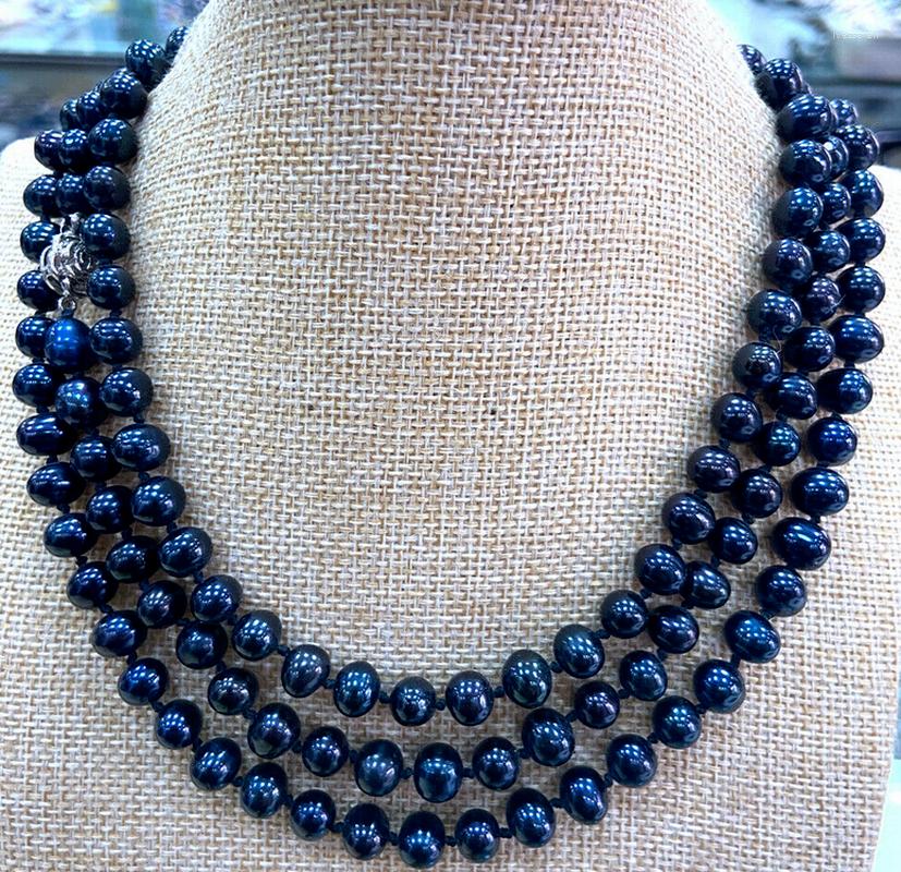 

Chains Beautiful Natural 6-7/7-8/8-9mm Black Cultured Freshwater Pearl Necklace 50"