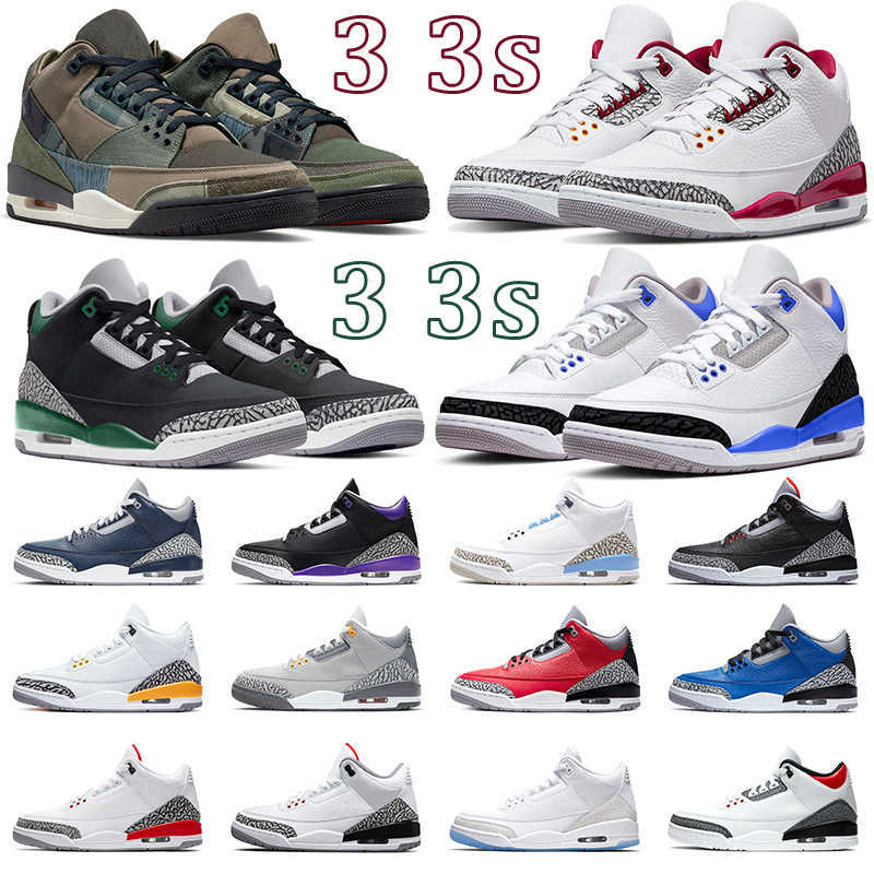 

Newest 3s Jumpman Men Basketball Shoes 3 Cardinal Red Pine Green Racer Blue Midnight Navy Cool Grey Fire Red Cement Pure White UNC Mens, Tinker