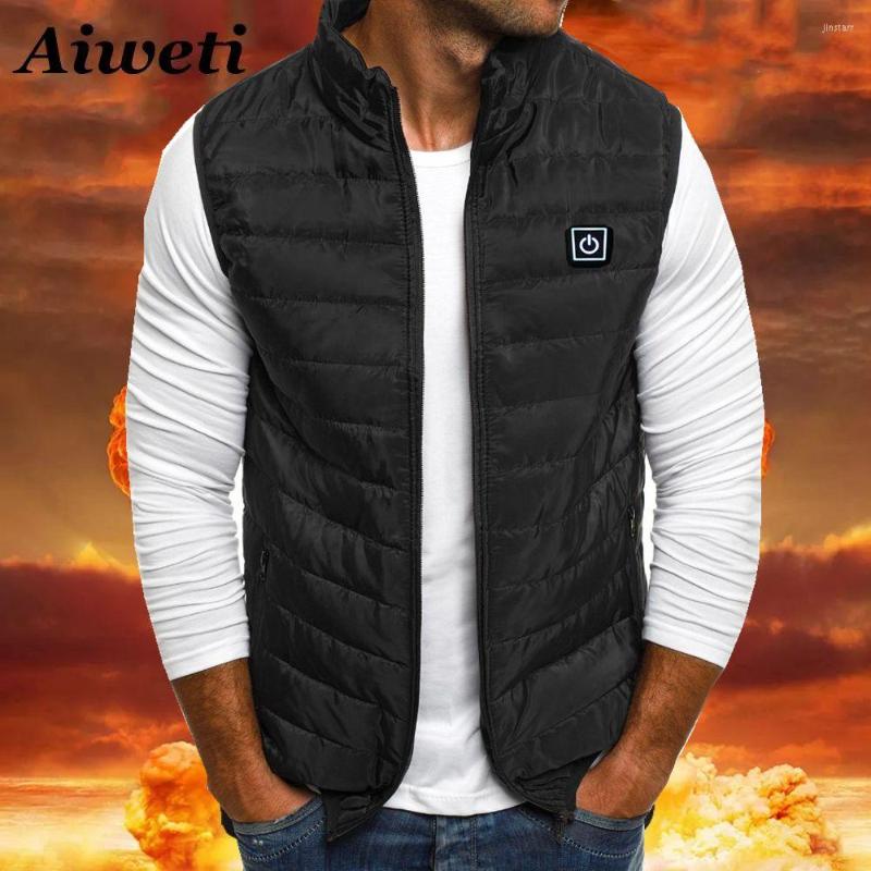 

Men's Vests 2022 Autumn Men Intelligent USB Electric Heating Vest Adjustable Temperature Waistcoat Warm Jacket, Blue